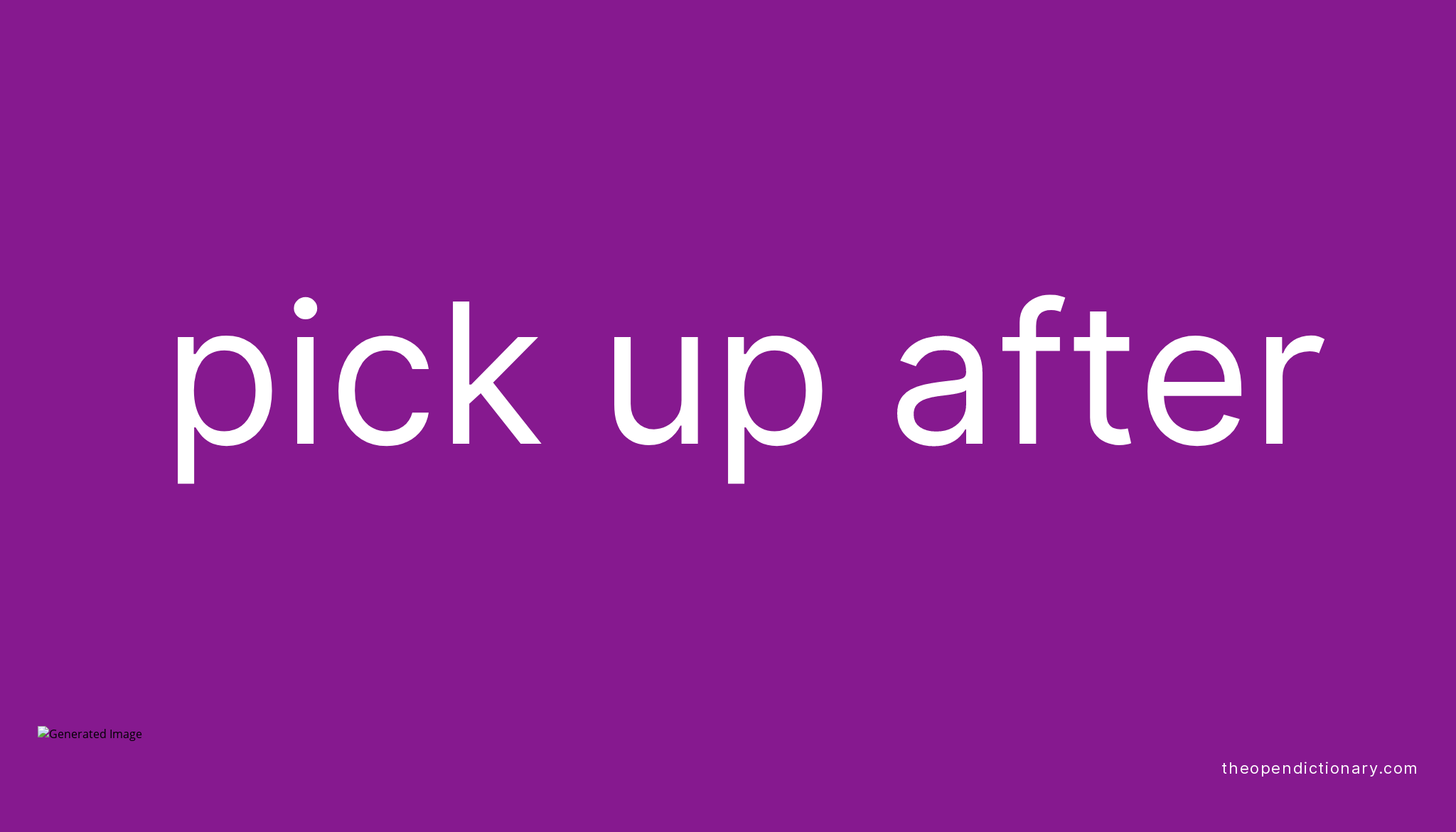 PICK UP AFTER Phrasal Verb PICK UP AFTER Definition, Meaning and Example